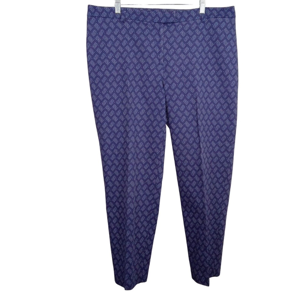 Women's Navy Patterned Pull-On Pants